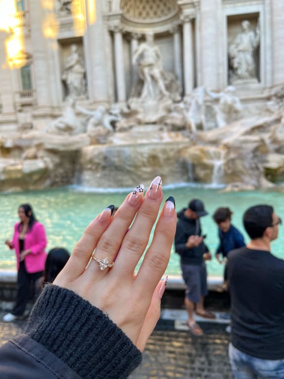 Oval diamond ring on hand