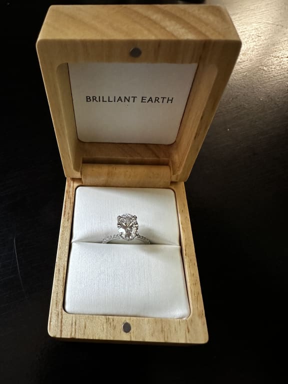 Oval diamond ring on hand