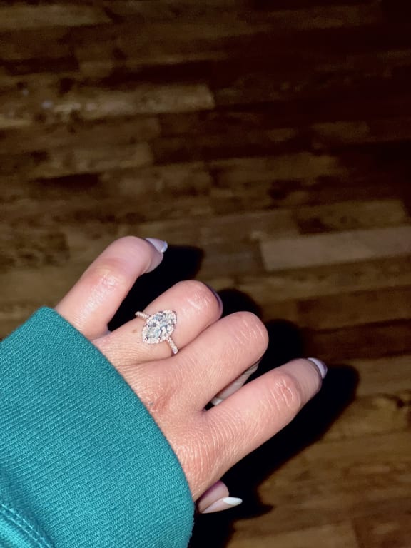 Oval diamond ring on hand