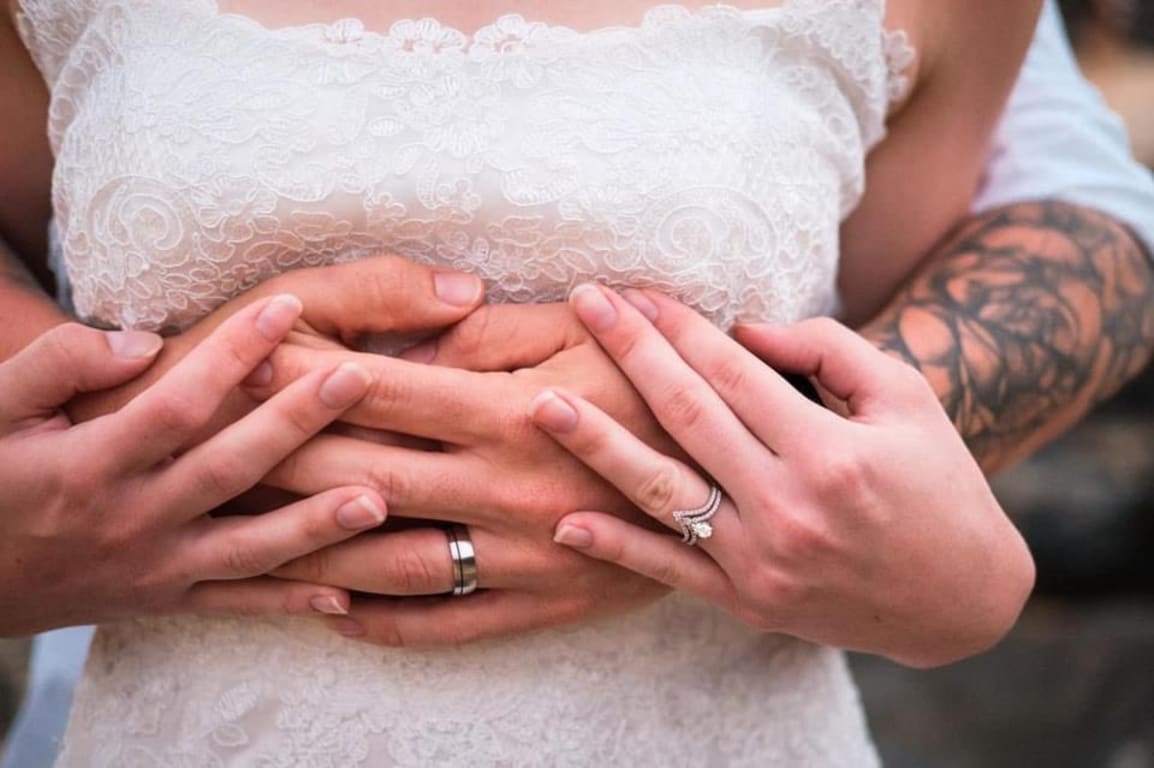 Oval diamond ring on hand