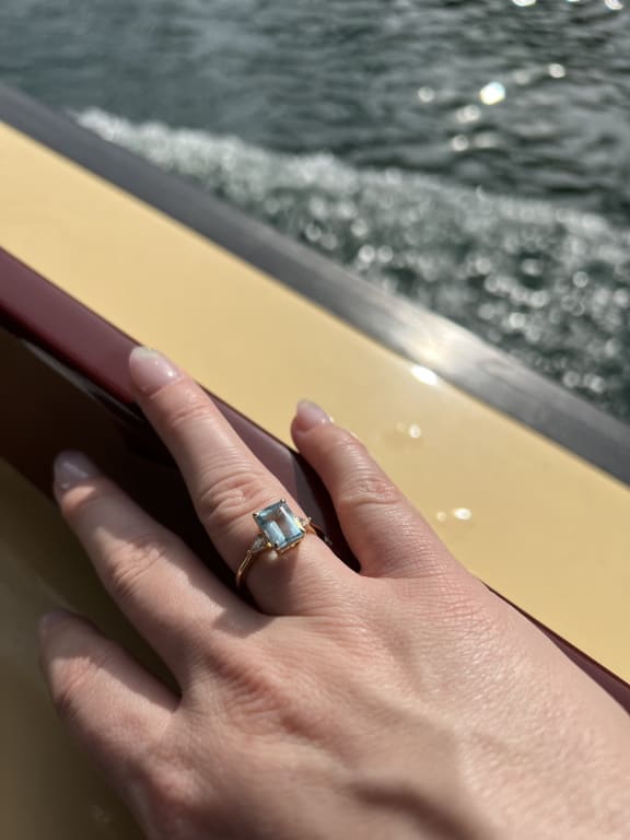 Oval diamond ring on hand