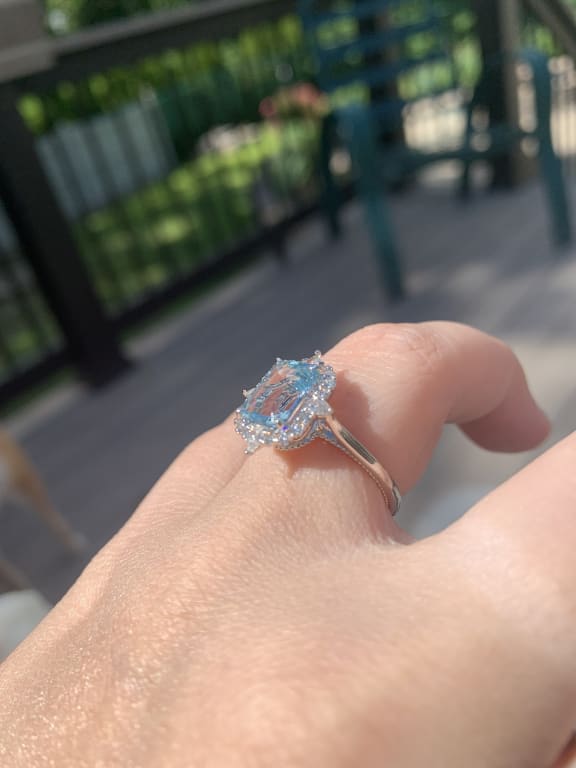 Oval diamond ring on hand