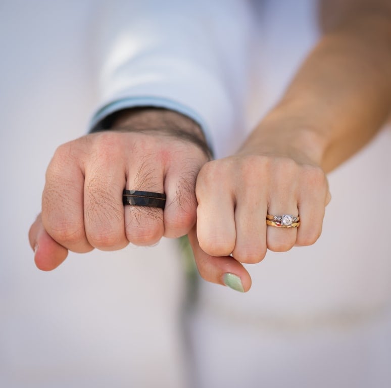 Oval diamond ring on hand