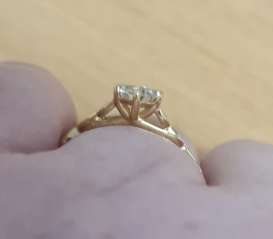 Oval diamond ring on hand