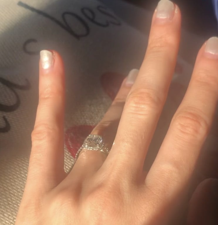 Oval diamond ring on hand
