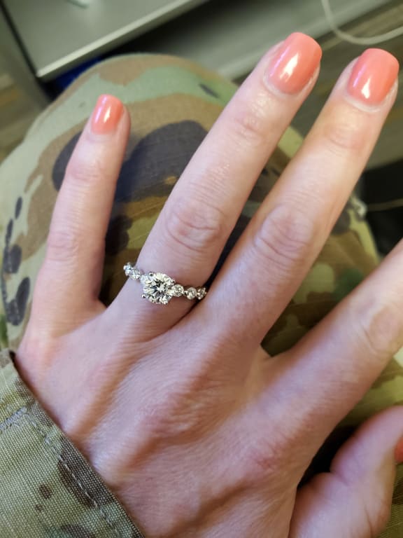 Oval diamond ring on hand