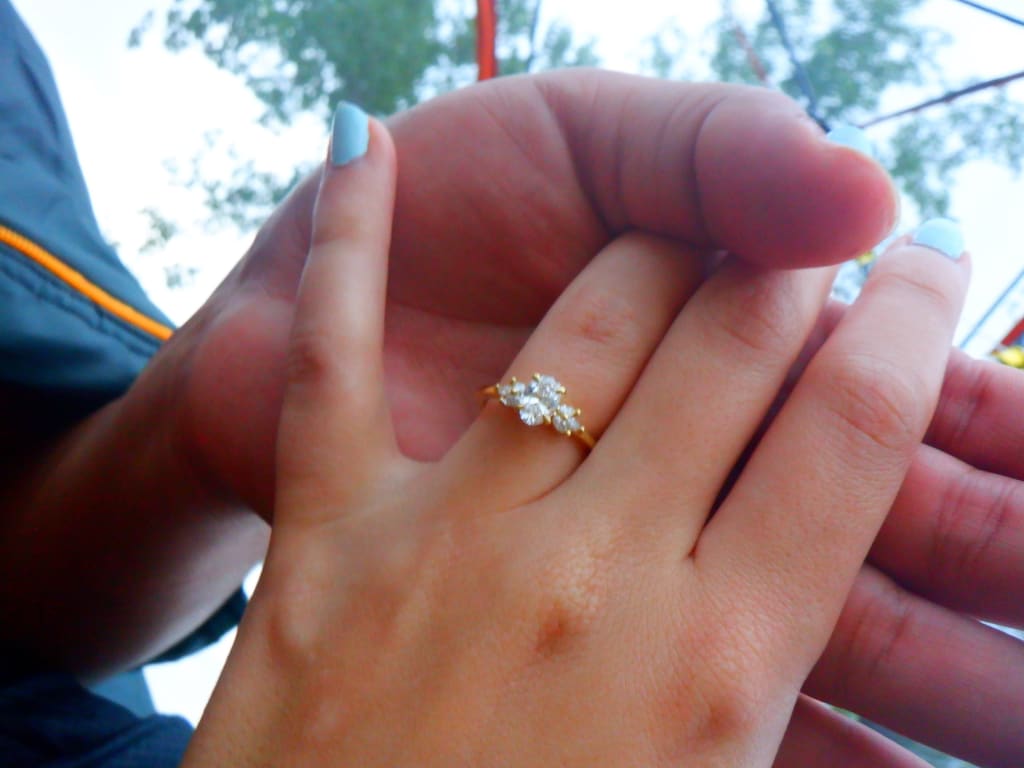 Oval diamond ring on hand