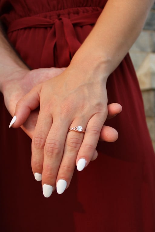 Oval diamond ring on hand