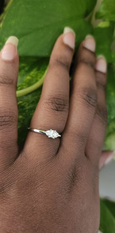 Oval diamond ring on hand