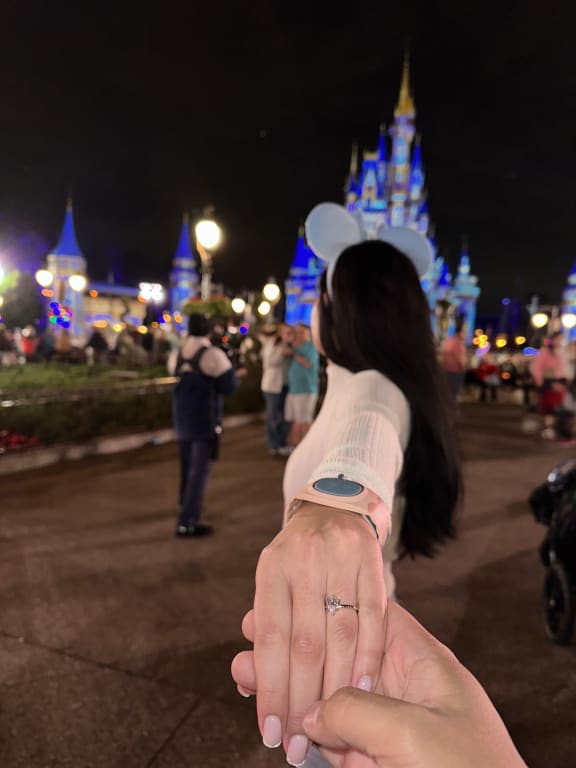 Oval diamond ring on hand