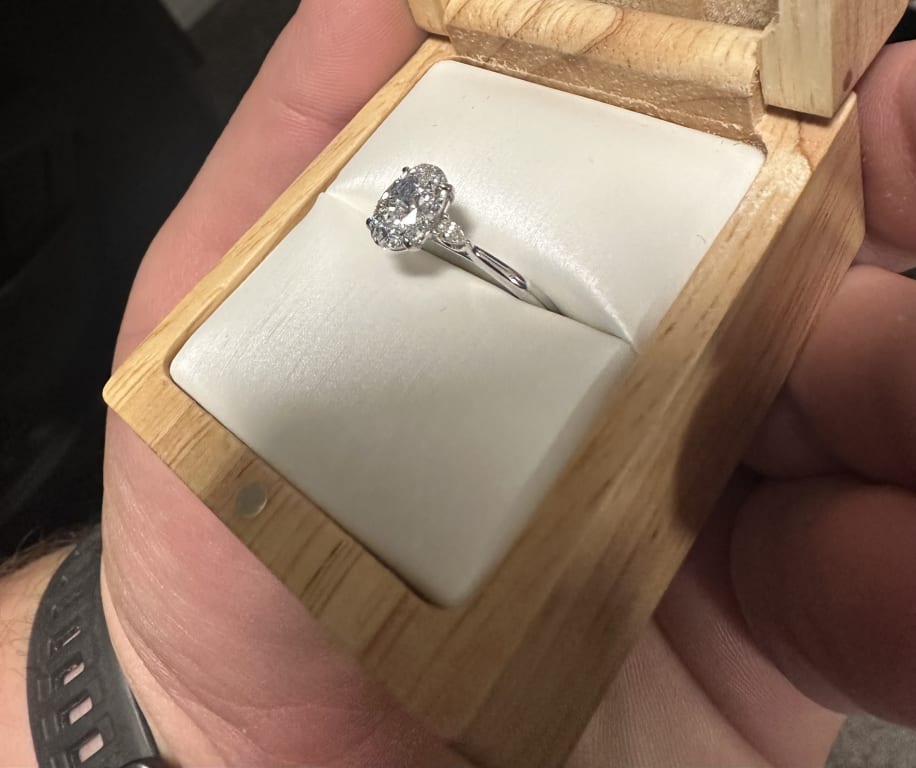 Oval diamond ring on hand