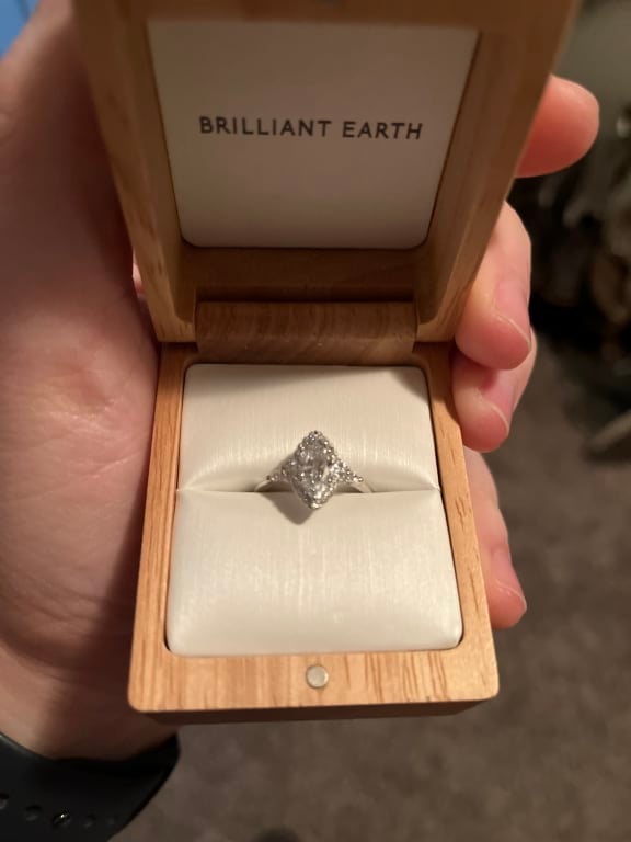 Oval diamond ring on hand