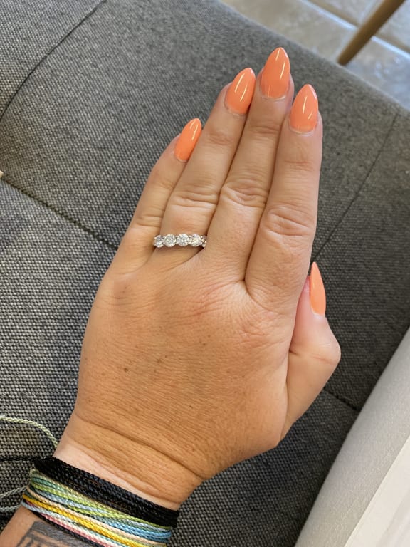 Oval diamond ring on hand