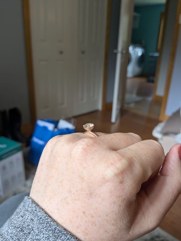Oval diamond ring on hand