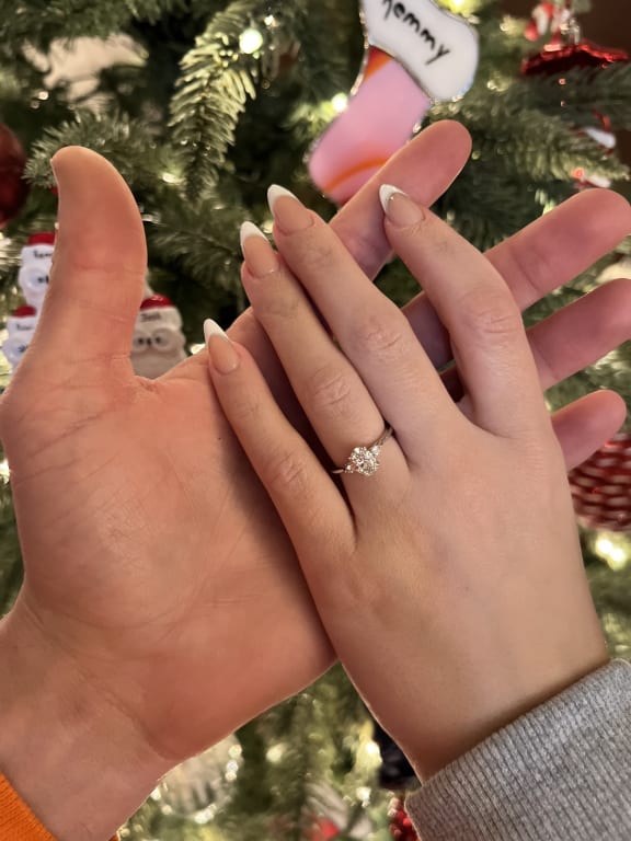 Oval diamond ring on hand