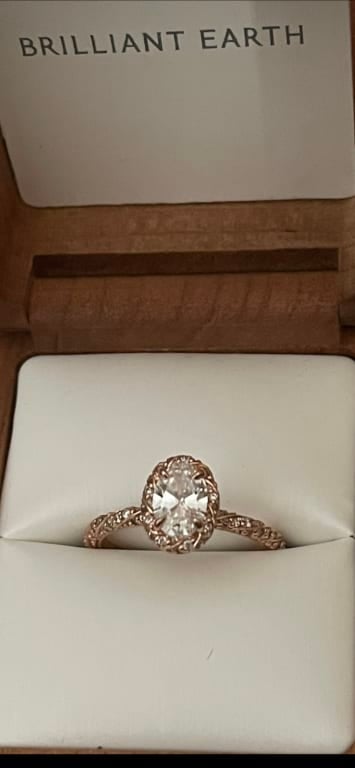 Oval diamond ring on hand