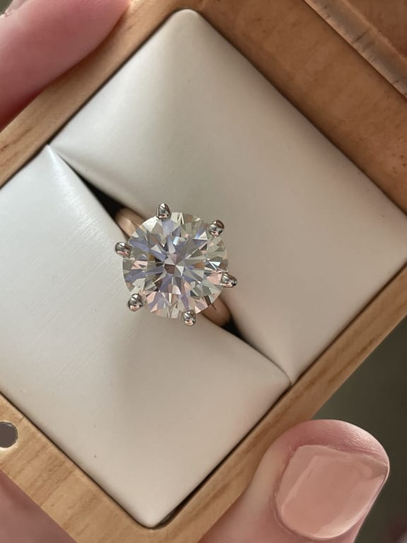 Oval diamond ring on hand