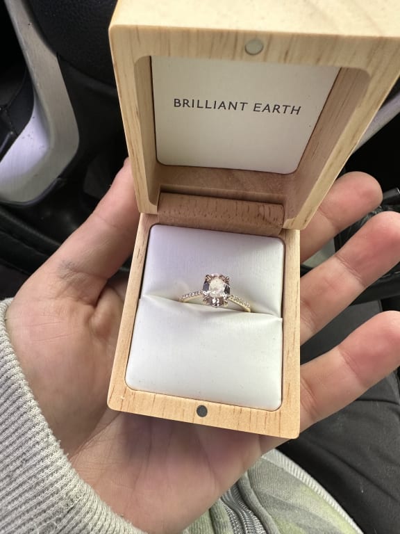 Oval diamond ring on hand