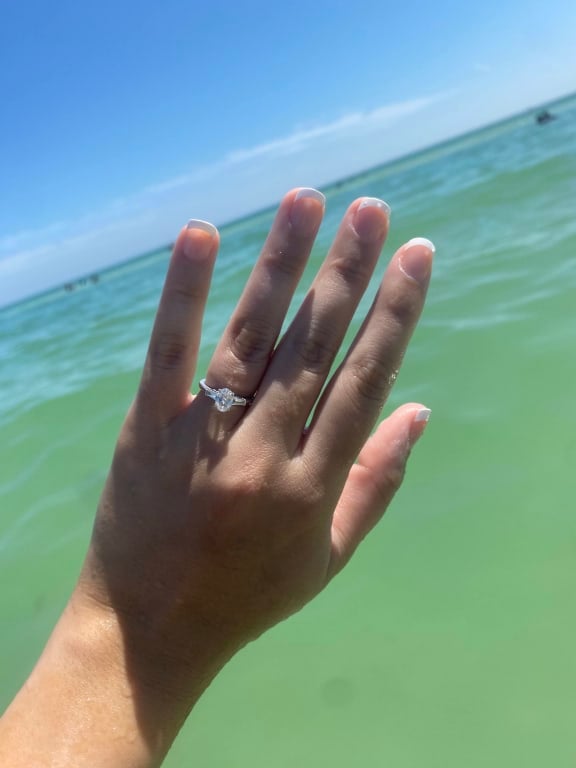 Oval diamond ring on hand
