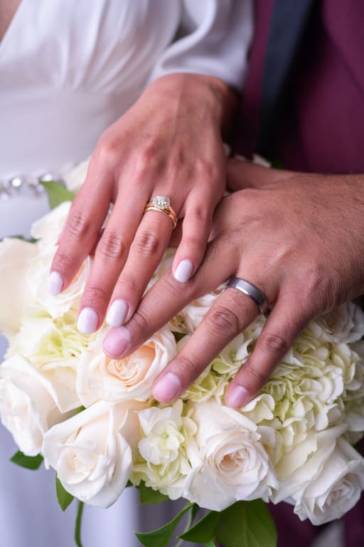 Oval diamond ring on hand