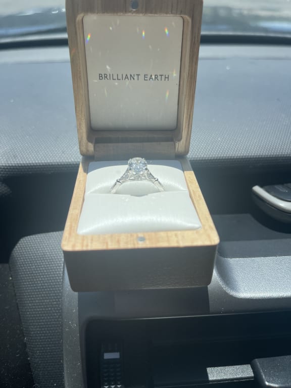 Oval diamond ring on hand