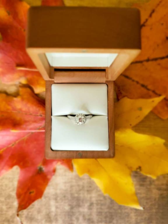 Oval diamond ring on hand