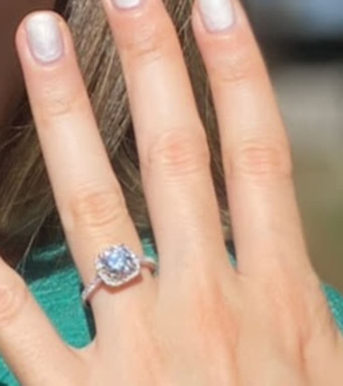 Oval diamond ring on hand
