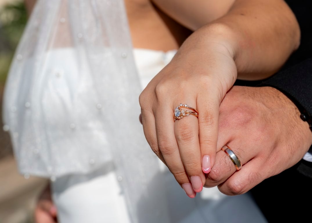 Oval diamond ring on hand