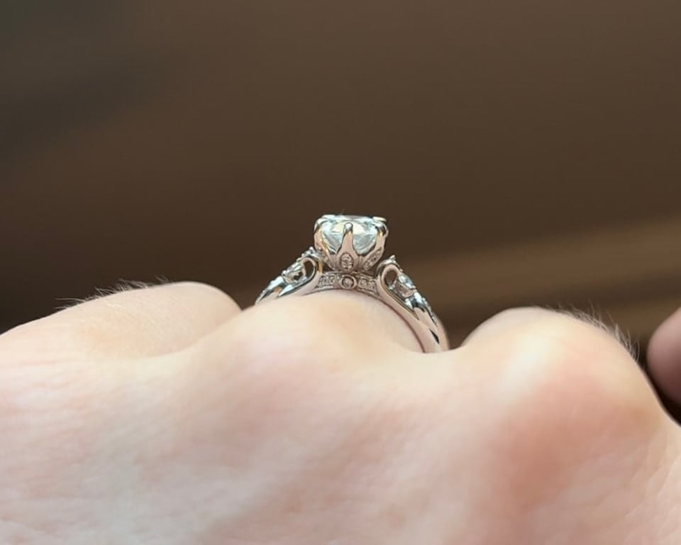 Oval diamond ring on hand