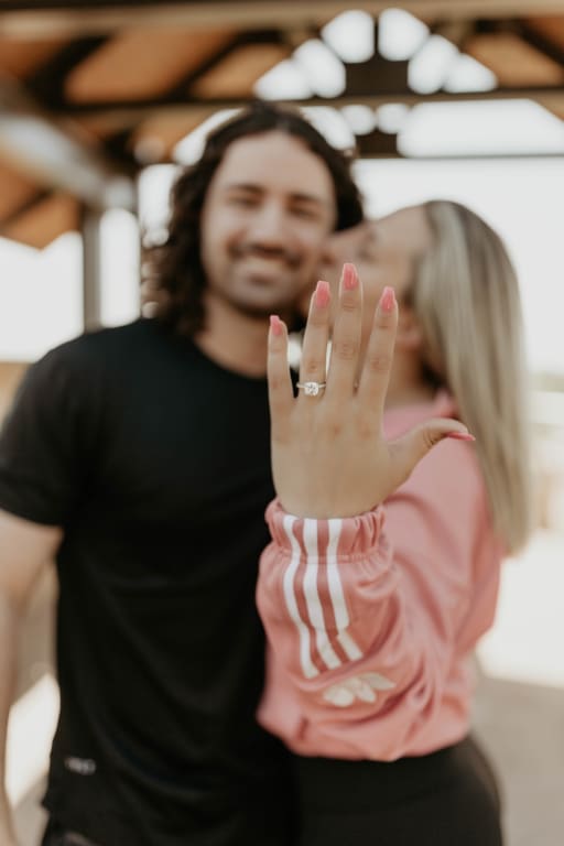 Oval diamond ring on hand