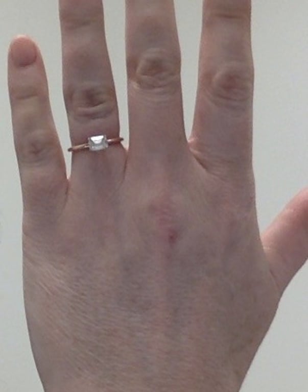 Oval diamond ring on hand