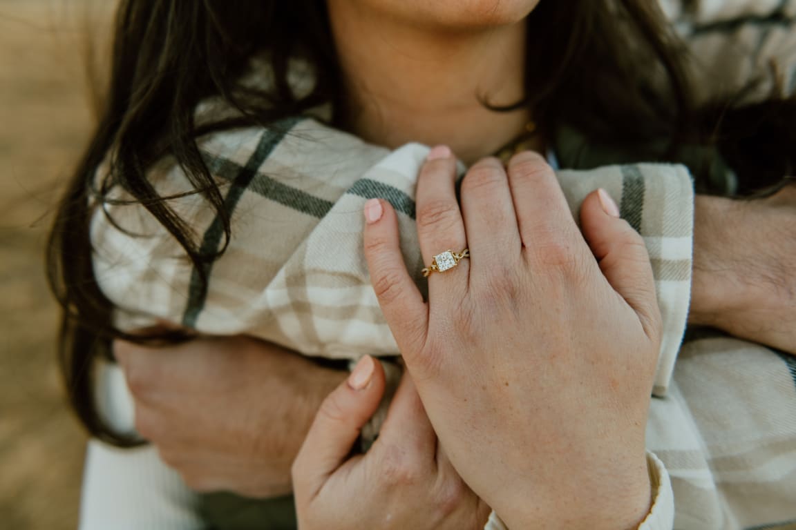 Oval diamond ring on hand