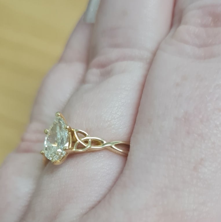 Oval diamond ring on hand