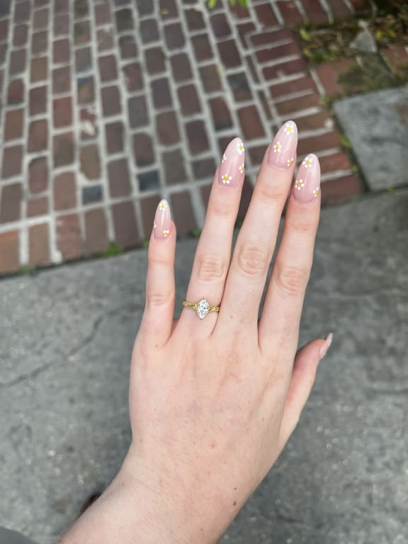 Oval diamond ring on hand