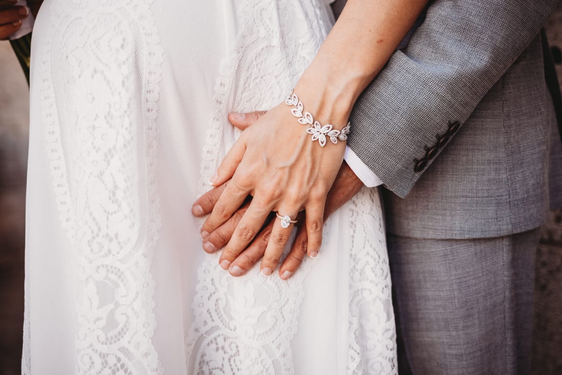 Oval diamond ring on hand