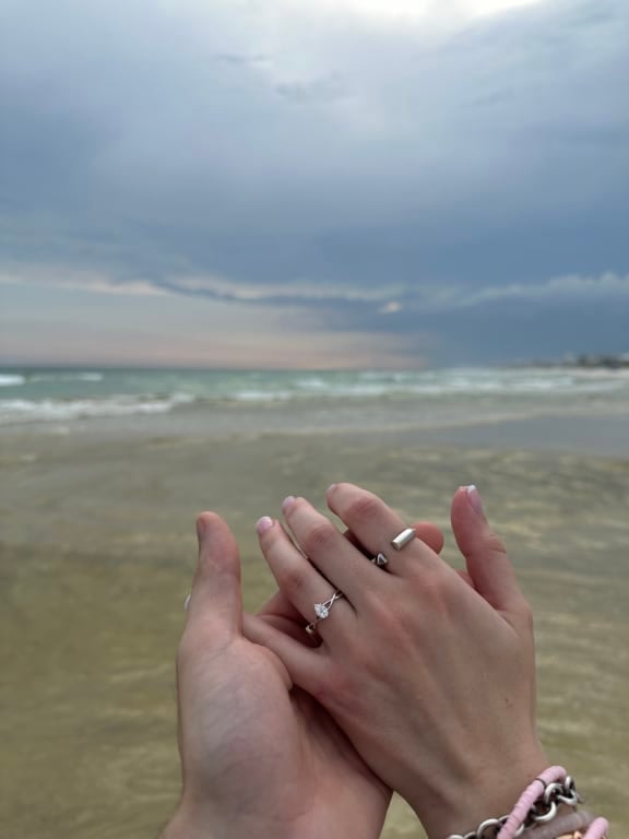 Oval diamond ring on hand