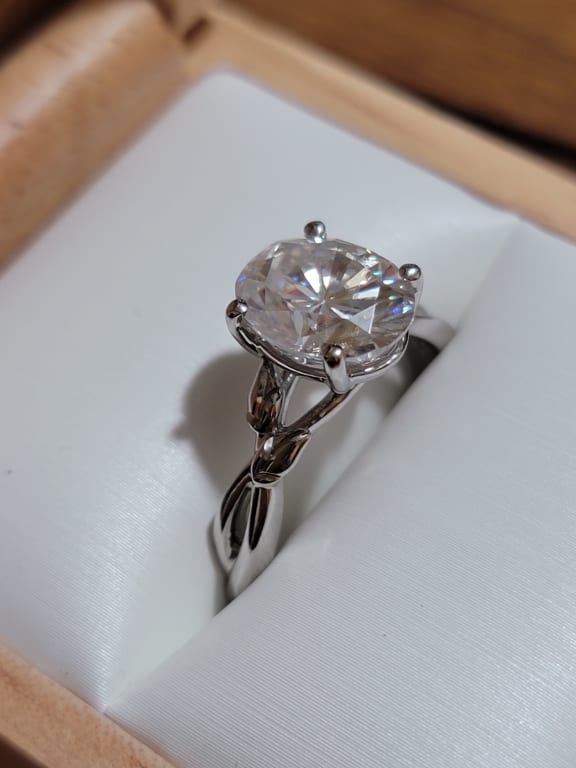 Oval diamond ring on hand