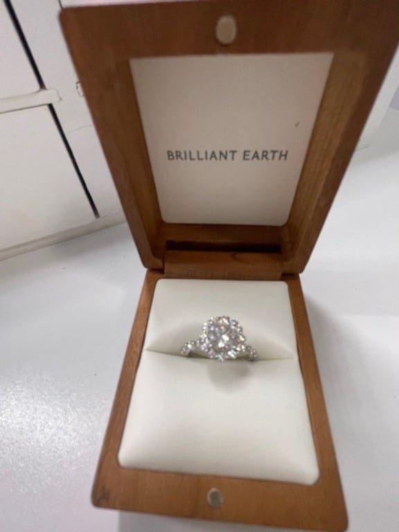 Oval diamond ring on hand