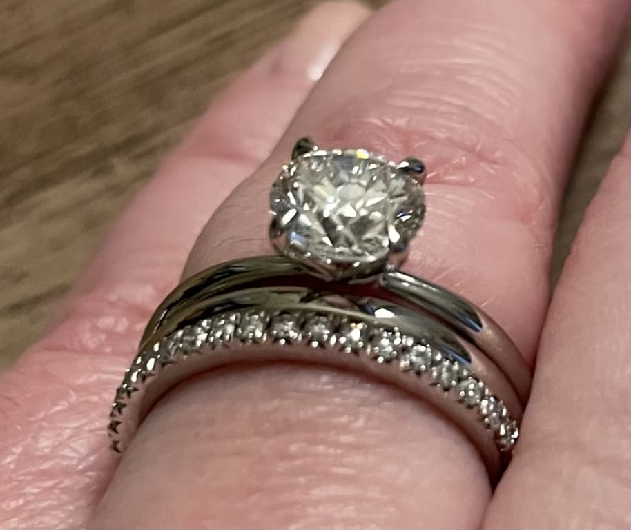 Oval diamond ring on hand