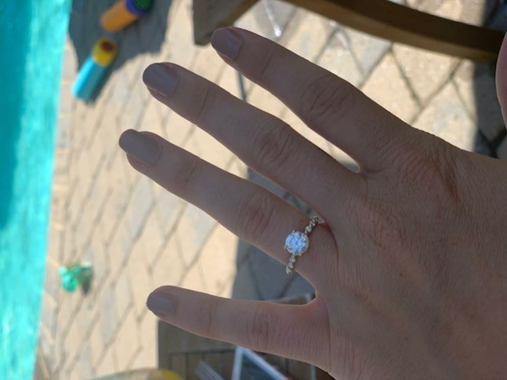 Oval diamond ring on hand