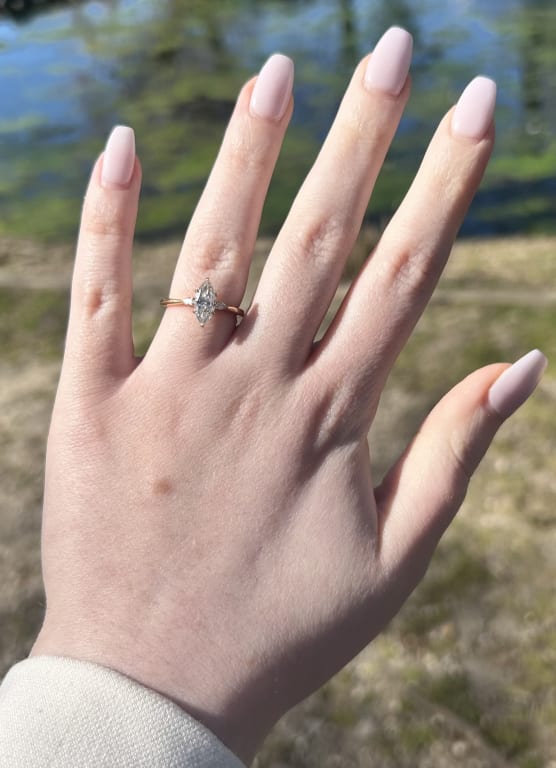 Oval diamond ring on hand