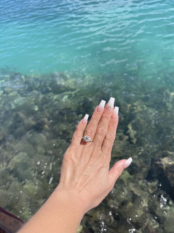 Oval diamond ring on hand