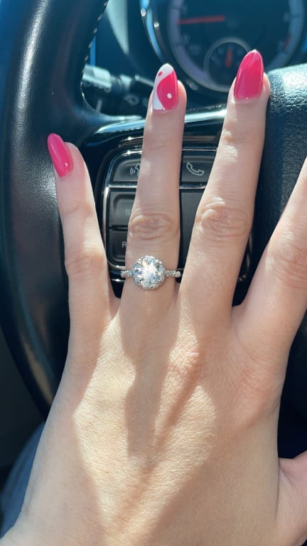 Oval diamond ring on hand
