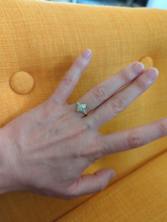 Oval diamond ring on hand