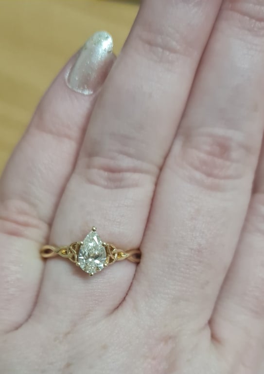 Oval diamond ring on hand