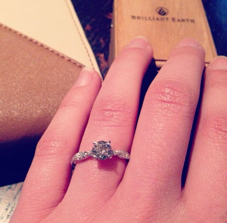 Oval diamond ring on hand