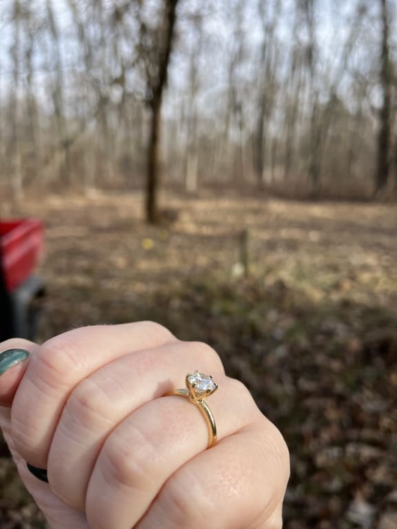 Oval diamond ring on hand