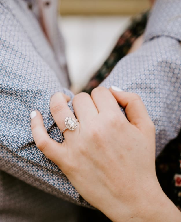 Oval diamond ring on hand