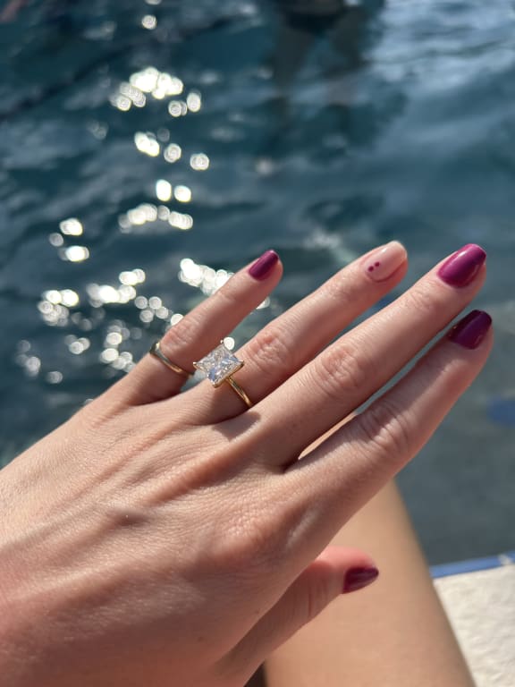 Oval diamond ring on hand