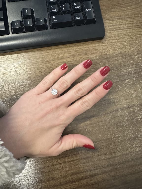 Oval diamond ring on hand